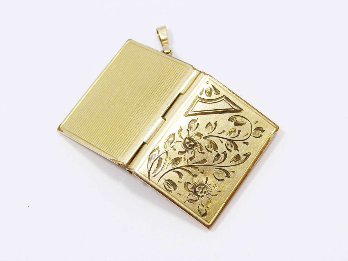 Lovely Antique/Vintage Rolled Gold Book Locket Pendant