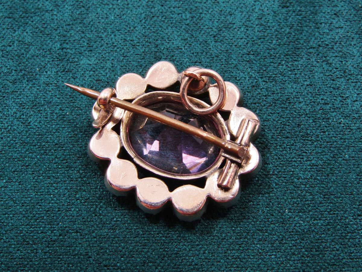 Antique Georgian "Black Dot" 9CT Gold & Silver Brooch