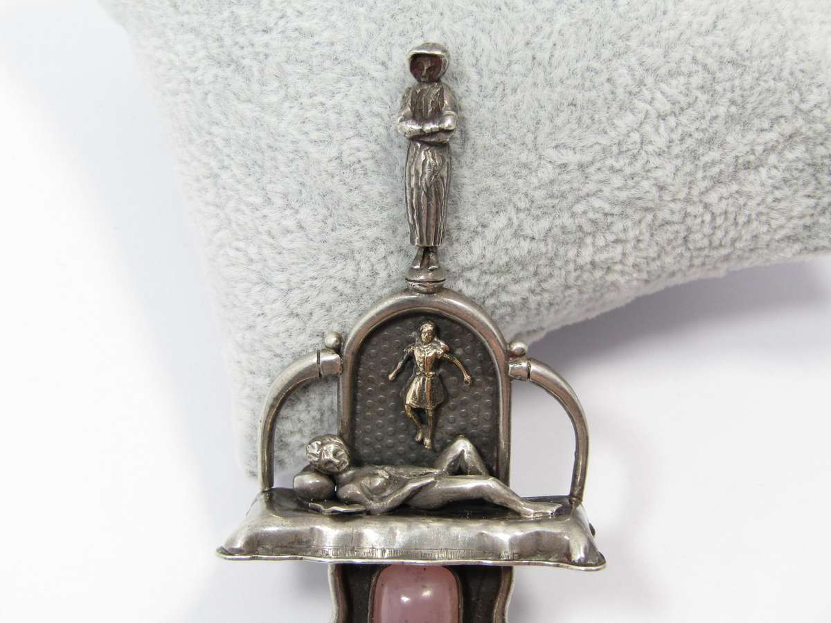 Rare Find! Unusual Bespoke Large Sterling Silver Brooch