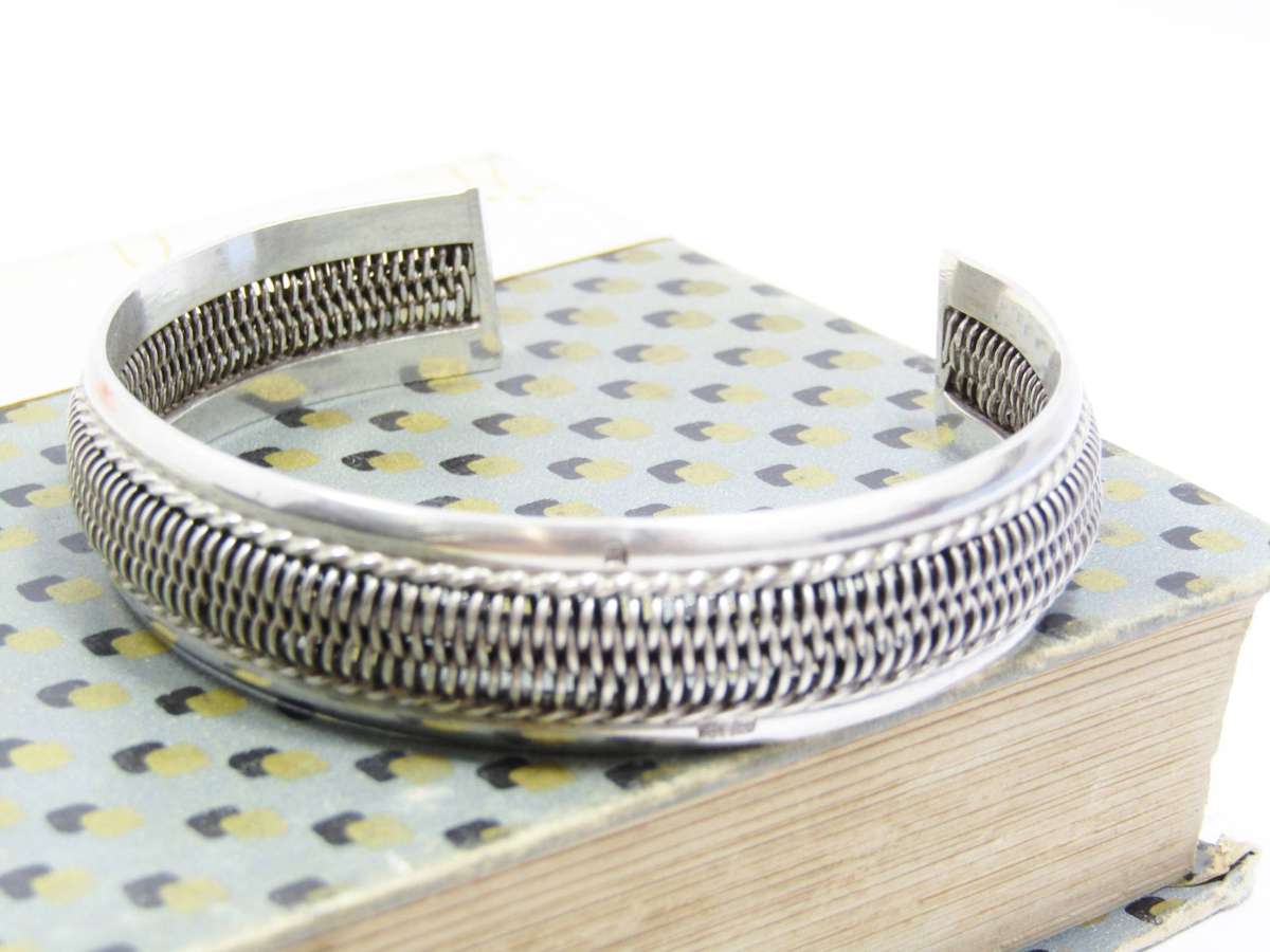 A Gorgeous Textured Cuff Bangle in 800 Silver