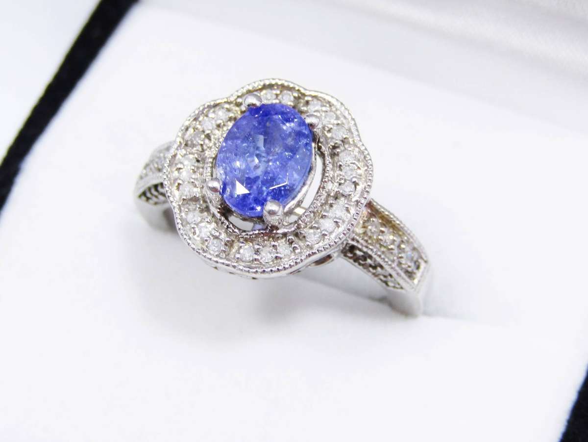 Exquisite! Bespoke Tanzanite & Diamond Sterling Silver Ring