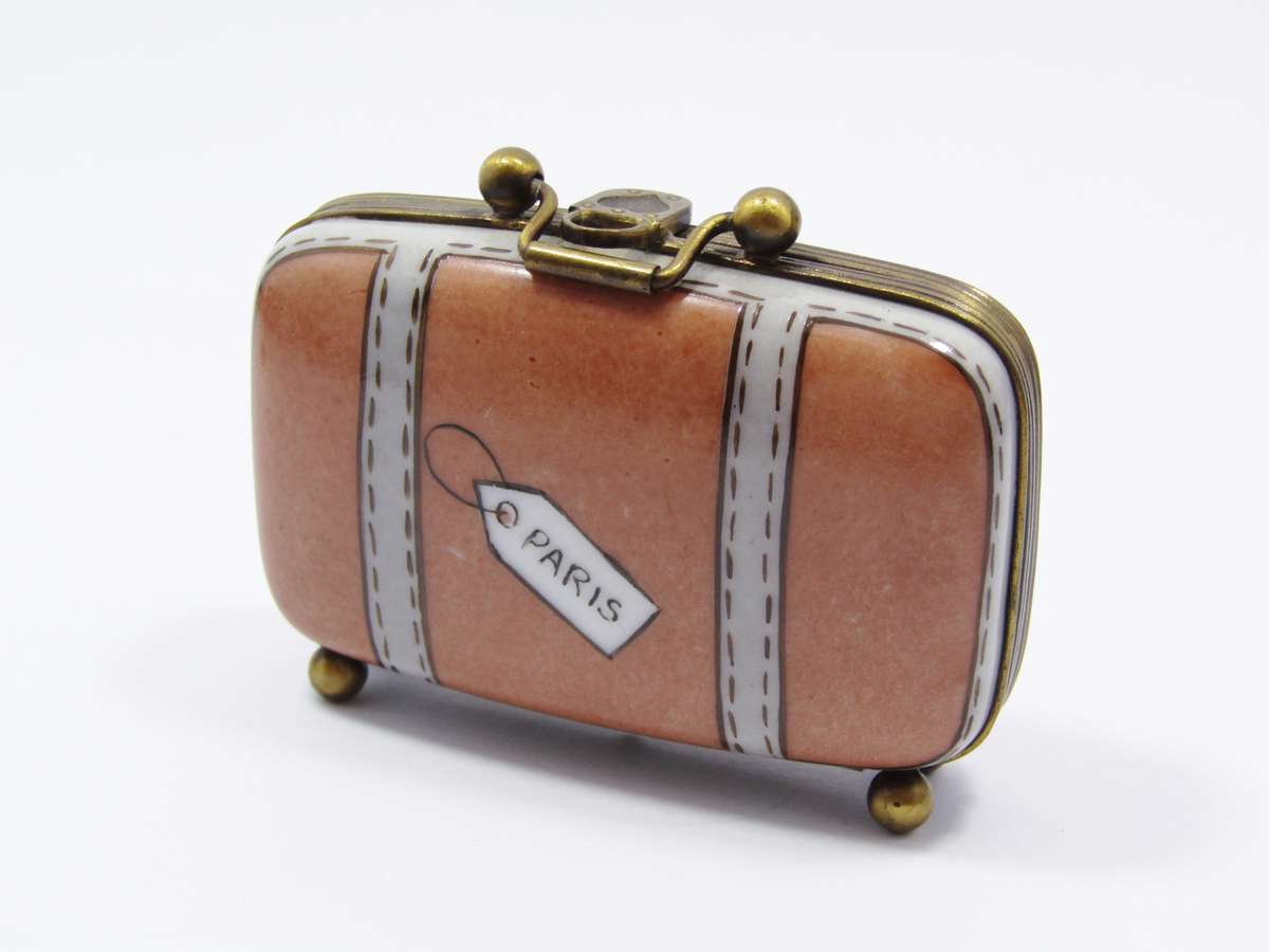 Limoges (France) Hand-Painted "Suitcase" Trinket Box