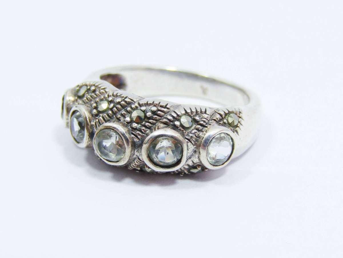 A Lovely Marcasite And Prestolite ring in Sterling Silver.
