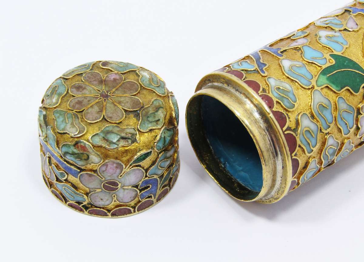 A Gorgeous Cloisonné Tall Cylinder With Lid