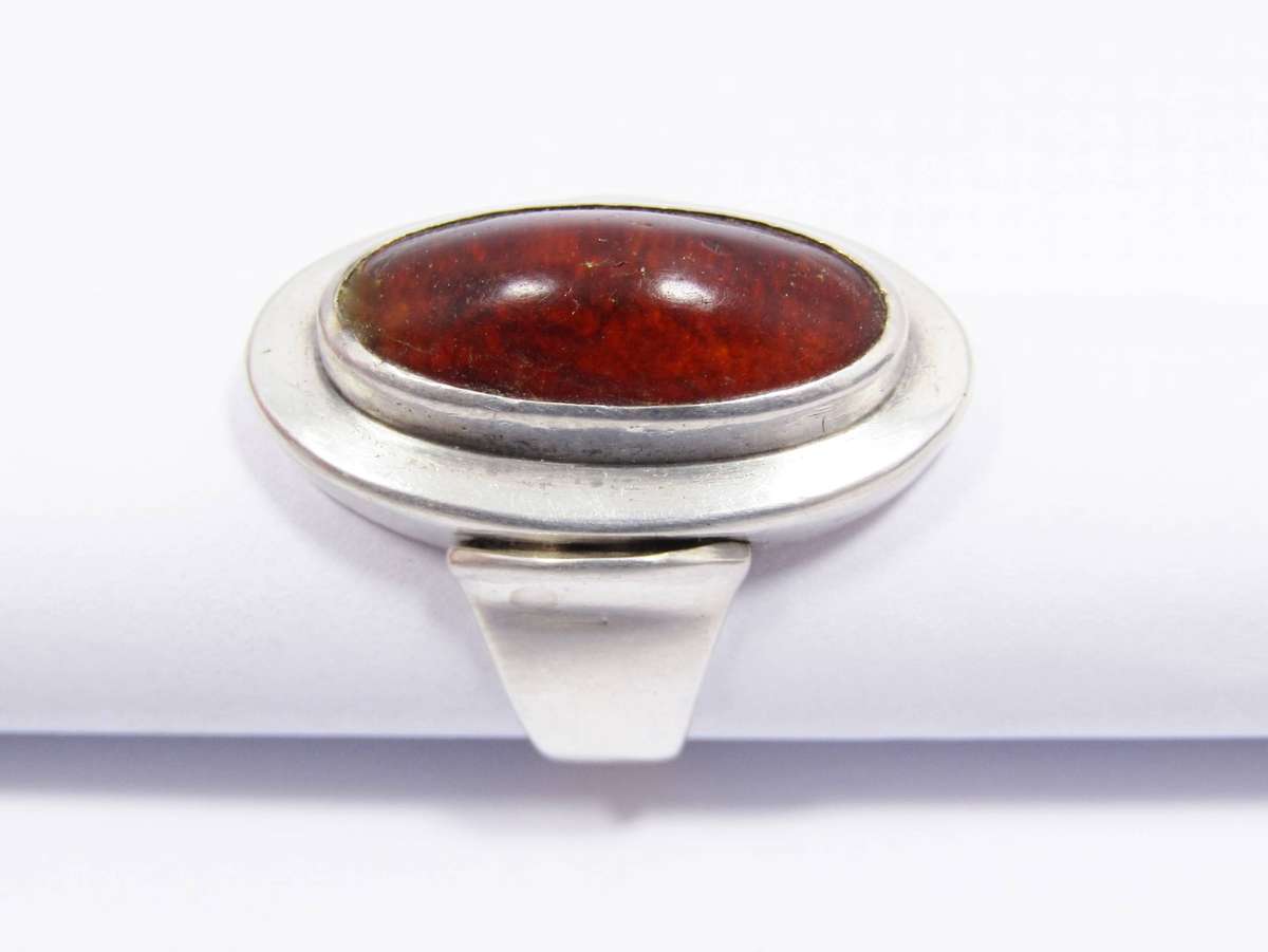 Rare! Danish Designer Niels Erik From Silver & Amber Ring