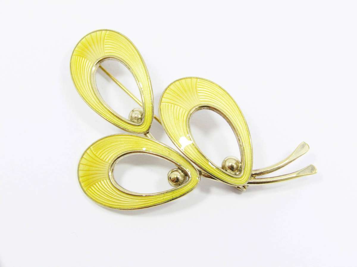 Vintage Scandinavian Sterling Silver & Enamel Brooch
