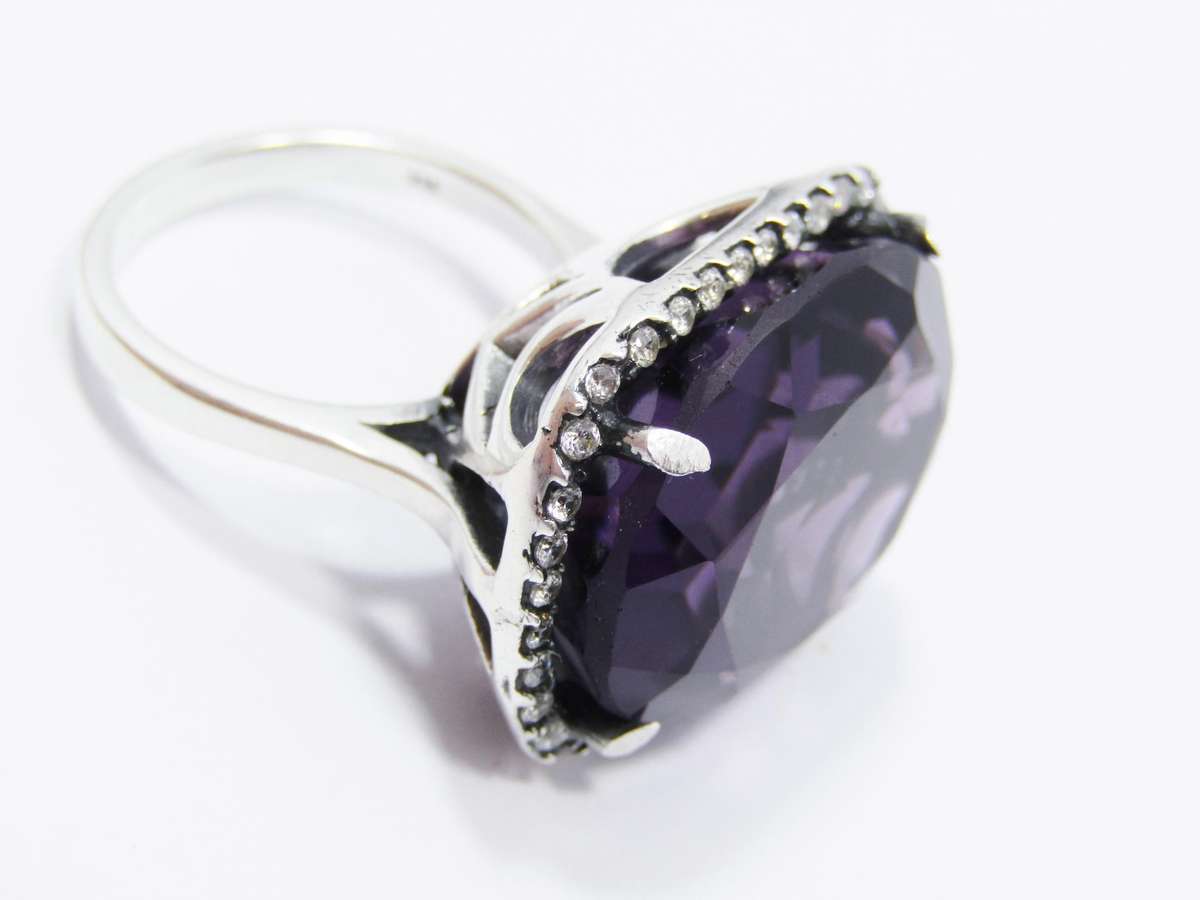 A Gorgeous Chunky Purple Stone Ring in Sterling Silver