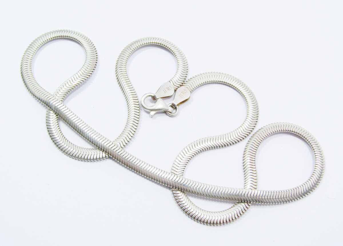 A Lovely Broad Flat Snake Chain in Sterling  Silver.