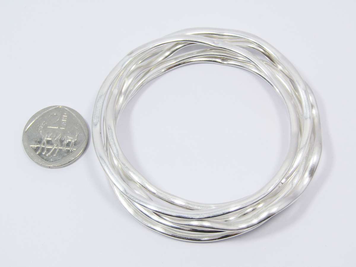 Stunning Flat Sturdy Wavy Design Bangles in Sterling Silver