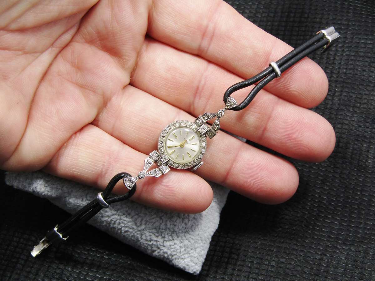 Stunning! Antique Platinum & Diamond Watch with Rolex Case