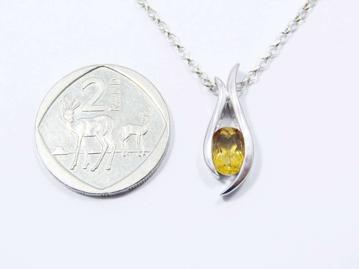 A Stunning Citrine Pendant on Chain in Sterling Silver.