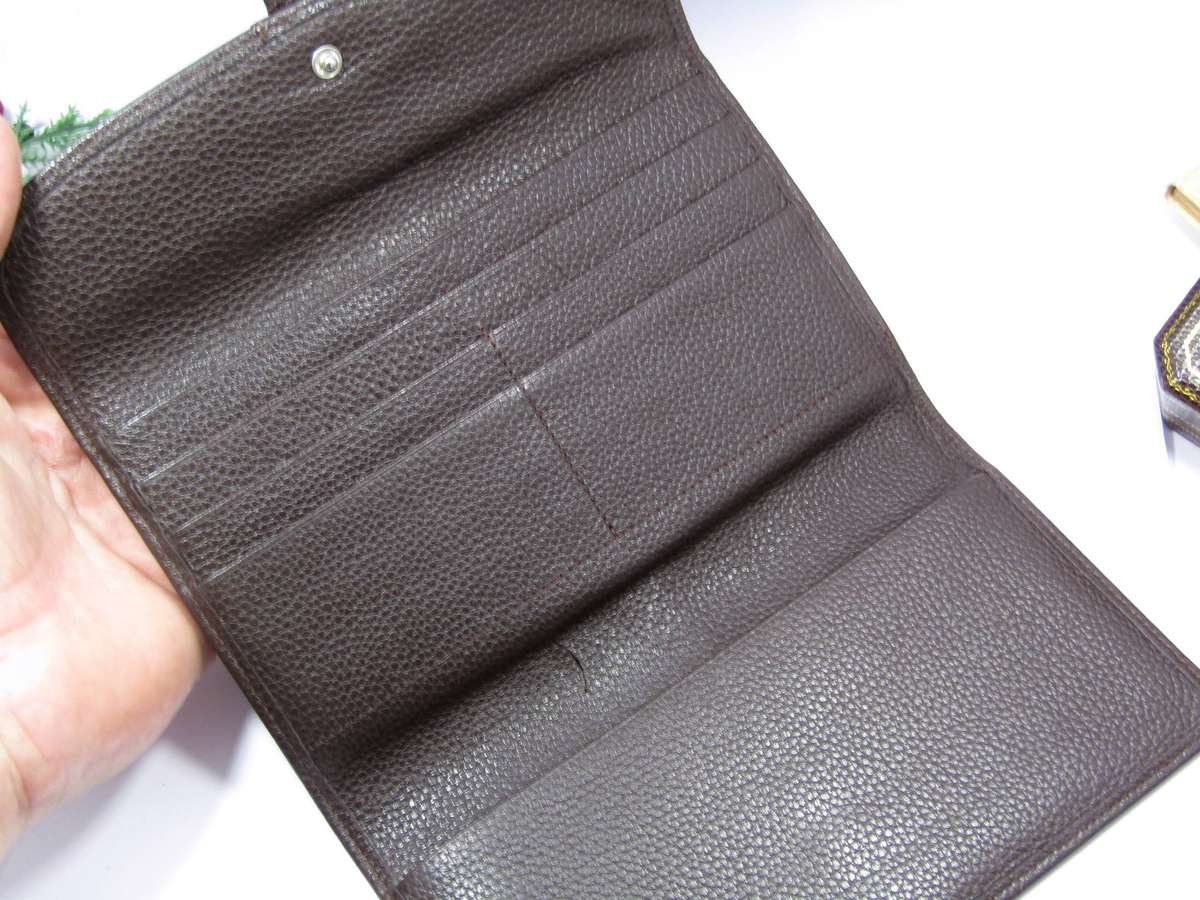 Beautiful Original Longchamp Long Purse in Dark Brown Leather