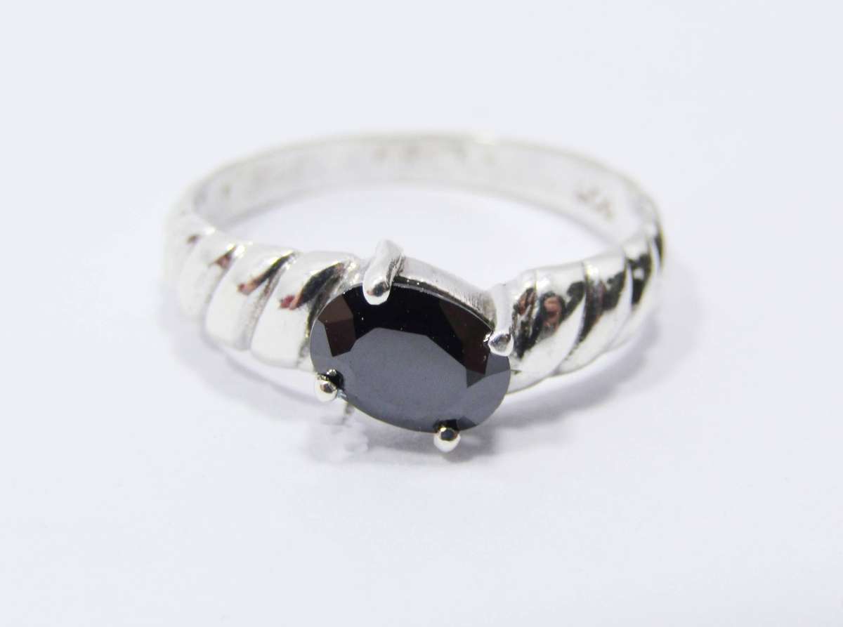 Lovely Sterling Silver & Black CZ Stack Ring