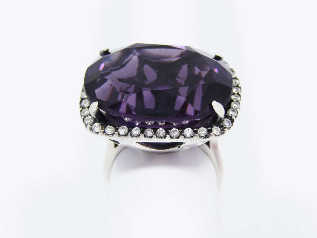 A Gorgeous Chunky Purple Stone Ring in Sterling Silver