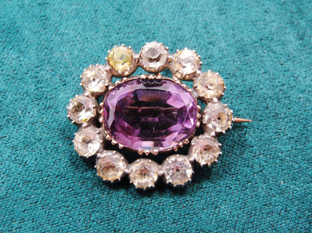 Antique Georgian "Black Dot" 9CT Gold & Silver Brooch