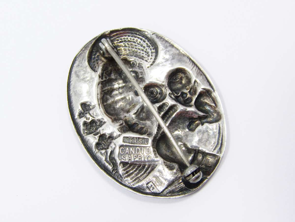Vintage Candida Sterling Silver African Themed Brooch