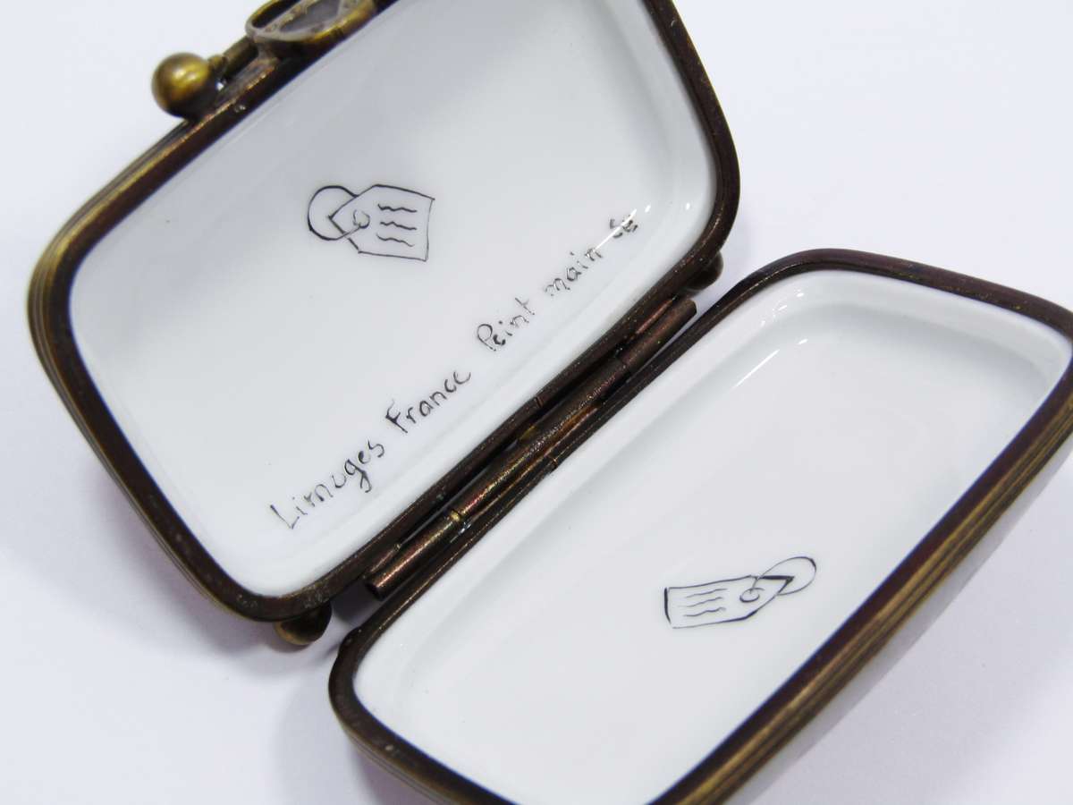 Limoges (France) Hand-Painted "Suitcase" Trinket Box