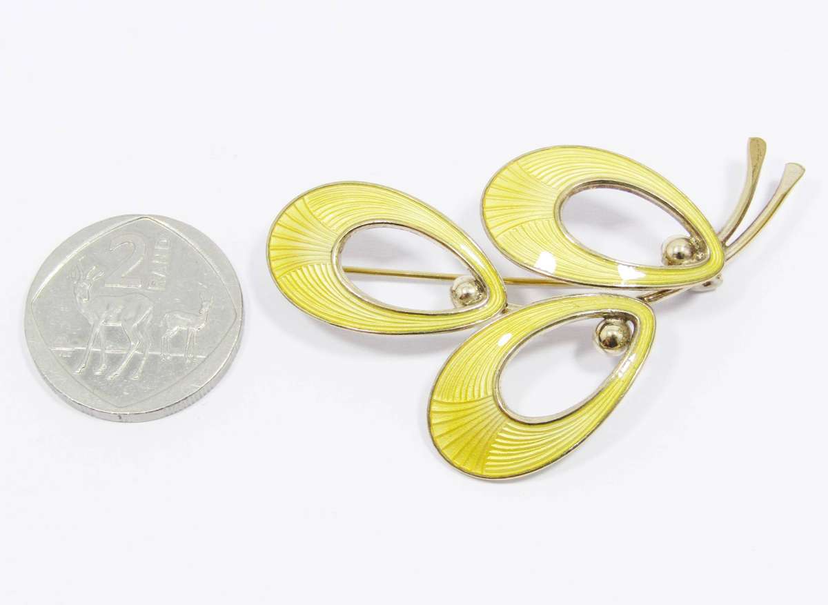 Vintage Scandinavian Sterling Silver & Enamel Brooch