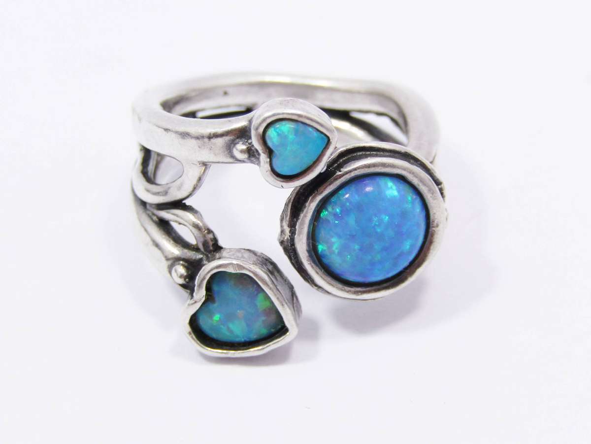 A Beautiful Chunky Glass Opal Ring in Sterling Silver