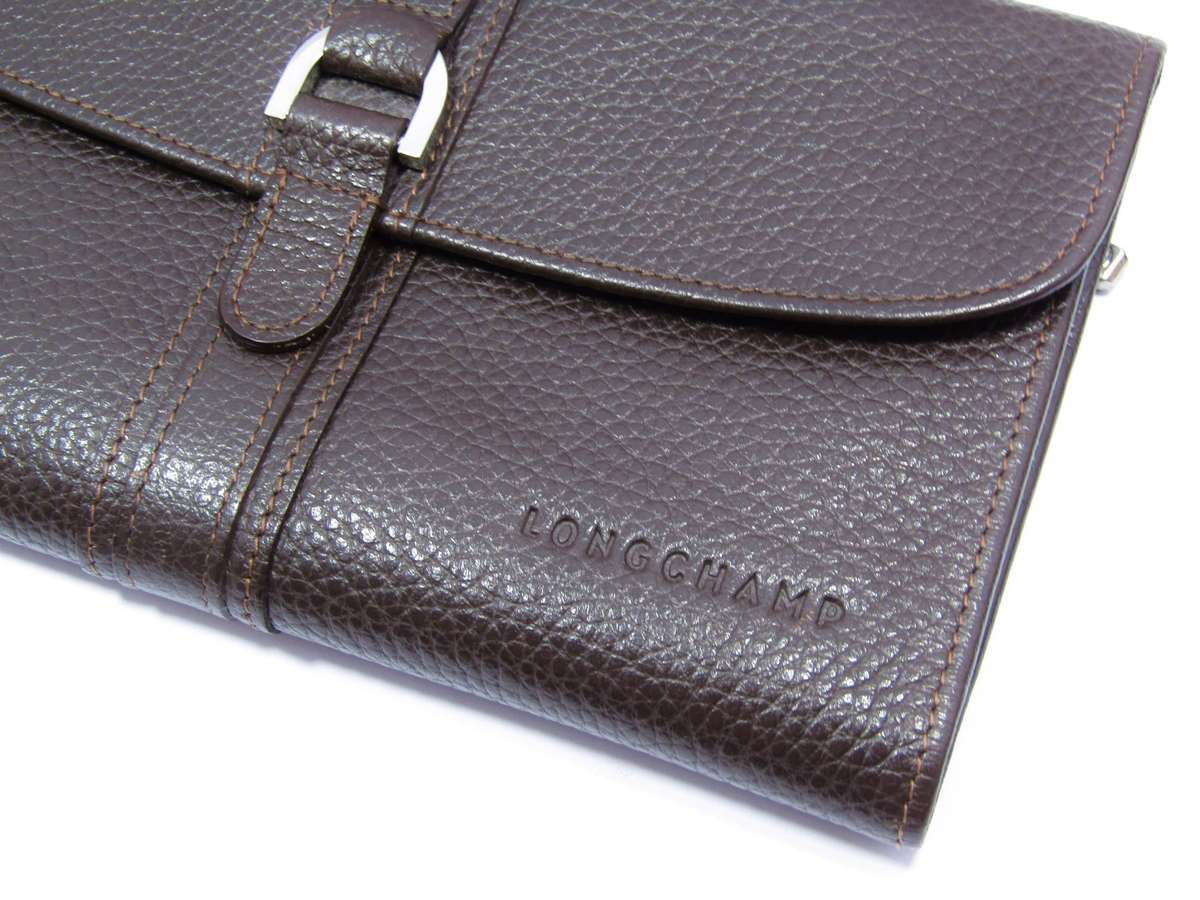 Beautiful Original Longchamp Long Purse in Dark Brown Leather