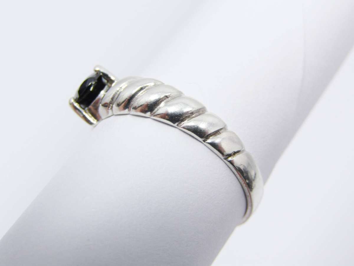 Lovely Sterling Silver & Black CZ Stack Ring