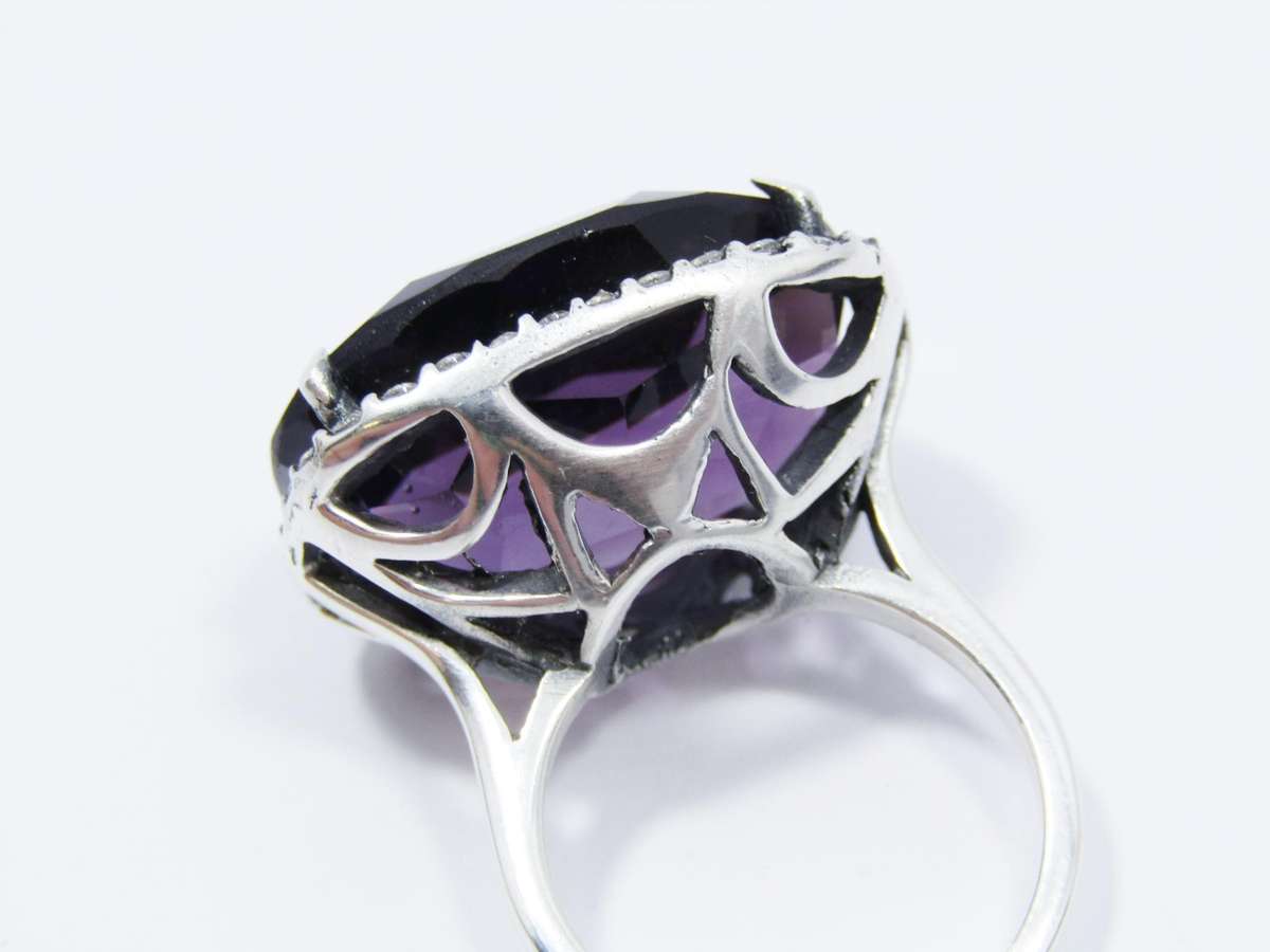 A Gorgeous Chunky Purple Stone Ring in Sterling Silver