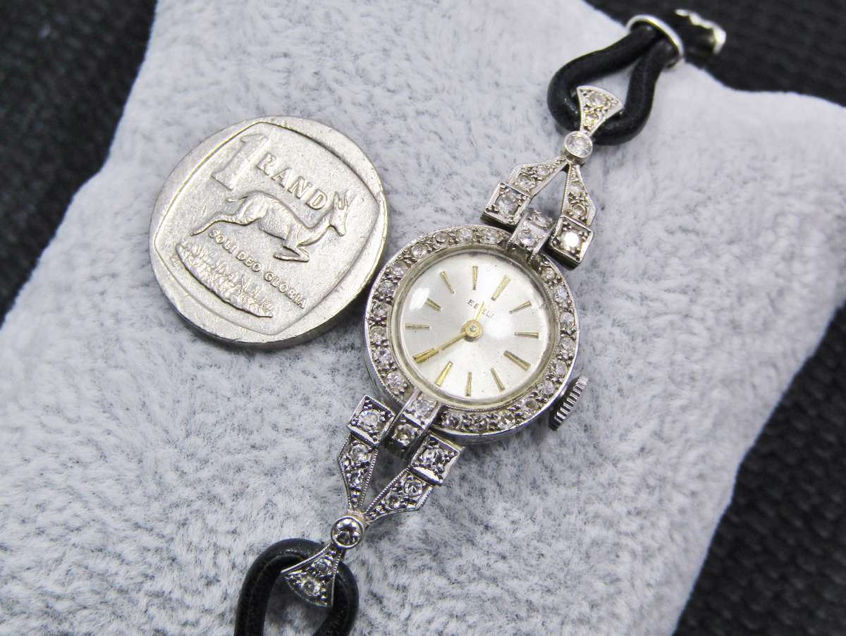 Stunning! Antique Platinum & Diamond Watch with Rolex Case