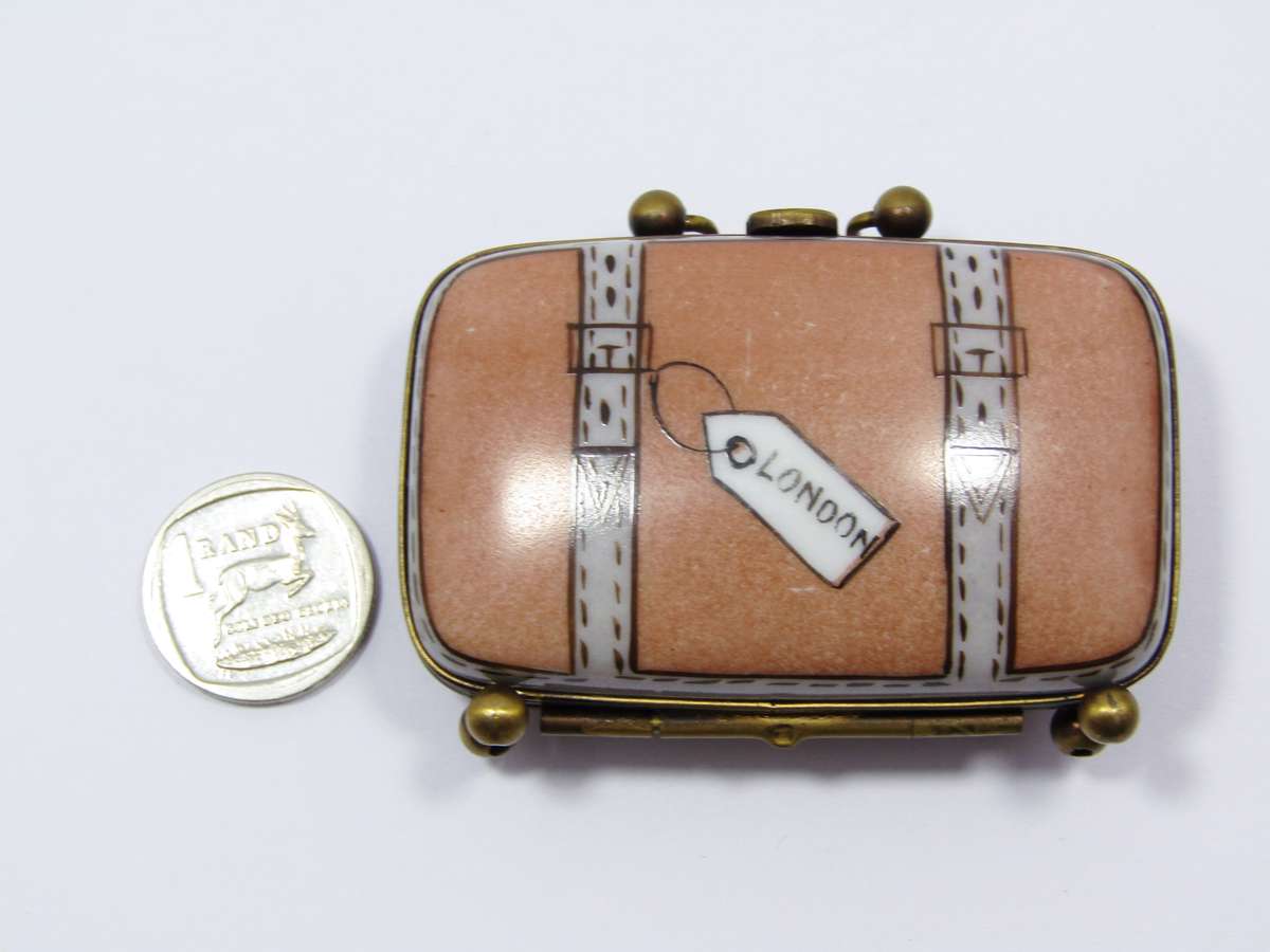 Limoges (France) Hand-Painted "Suitcase" Trinket Box
