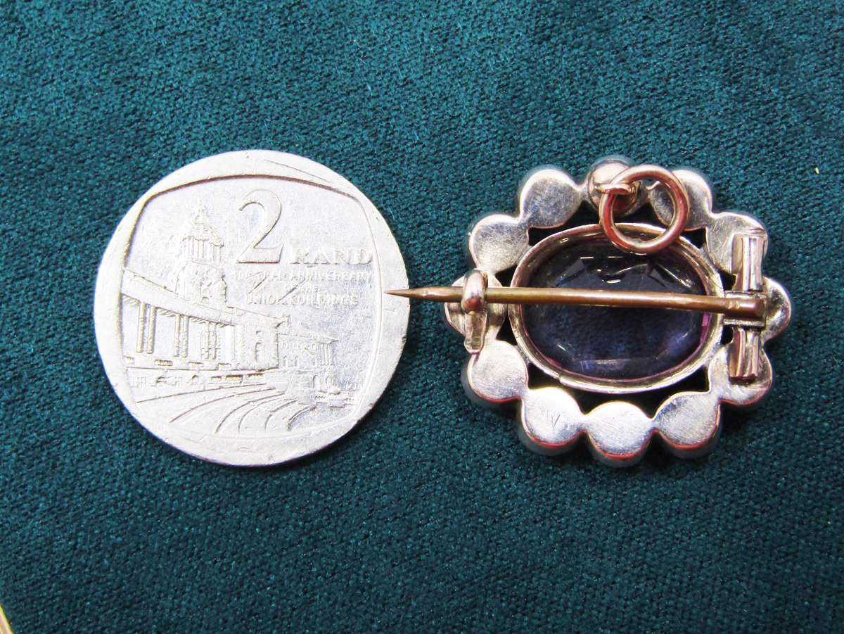 Antique Georgian "Black Dot" 9CT Gold & Silver Brooch