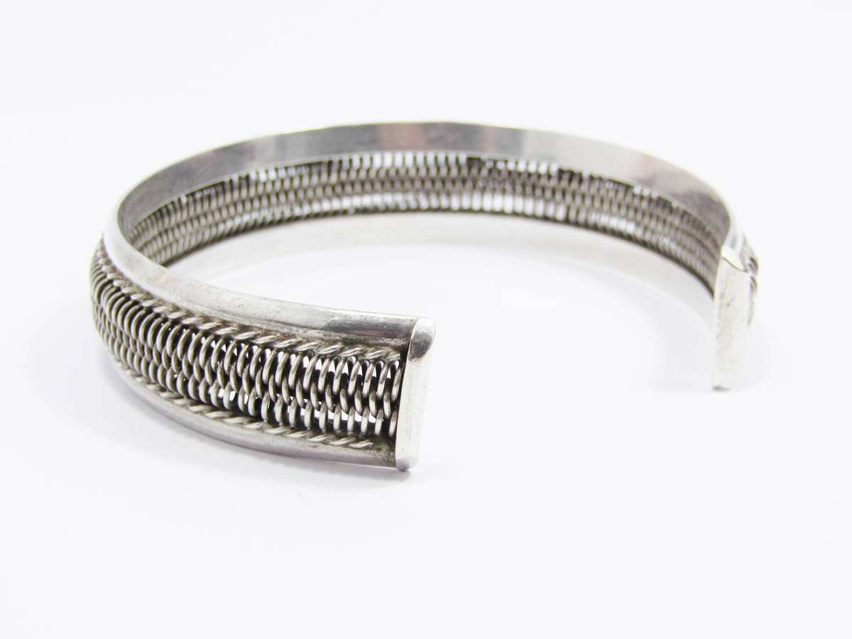 A Gorgeous Textured Cuff Bangle in 800 Silver