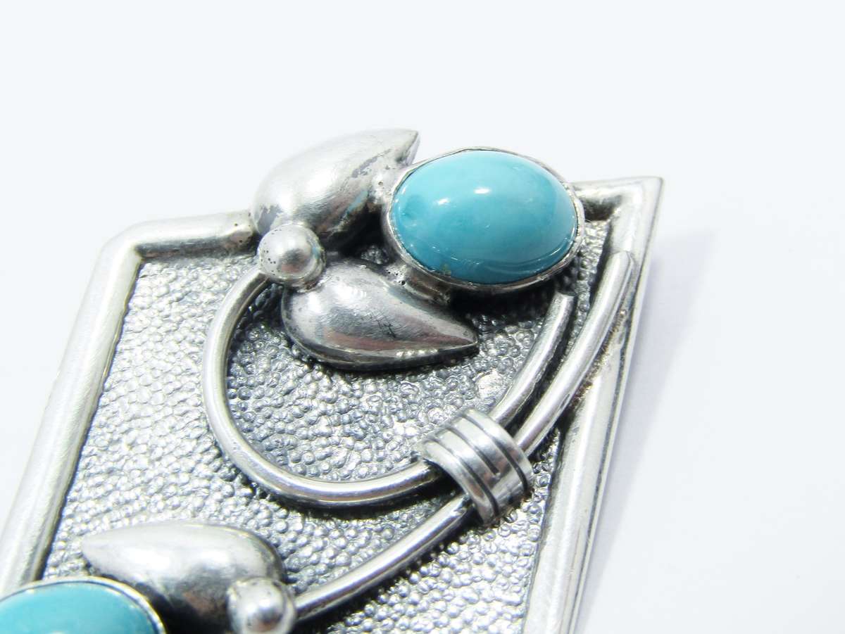 Rare Find! Vintage Sterling Silver Candida & Turquoise Brooch