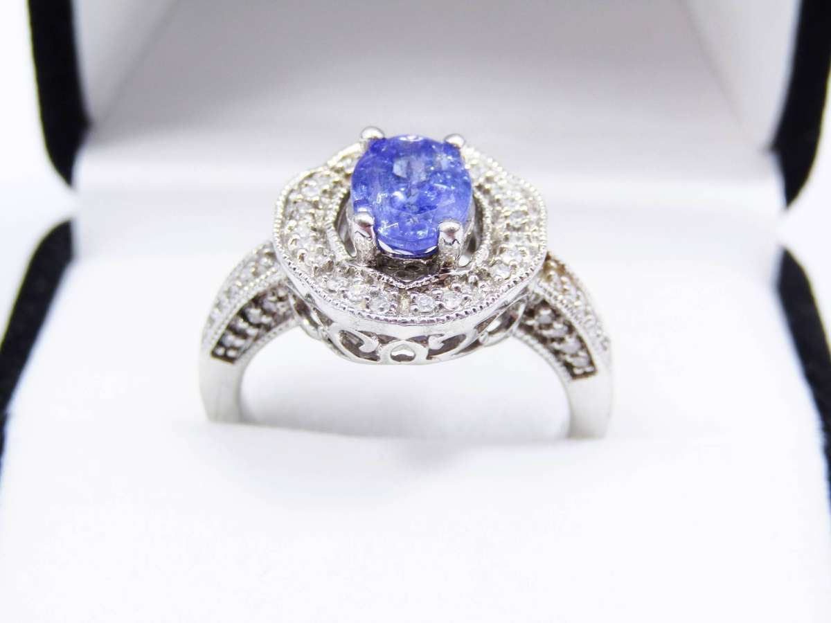 Exquisite! Bespoke Tanzanite & Diamond Sterling Silver Ring