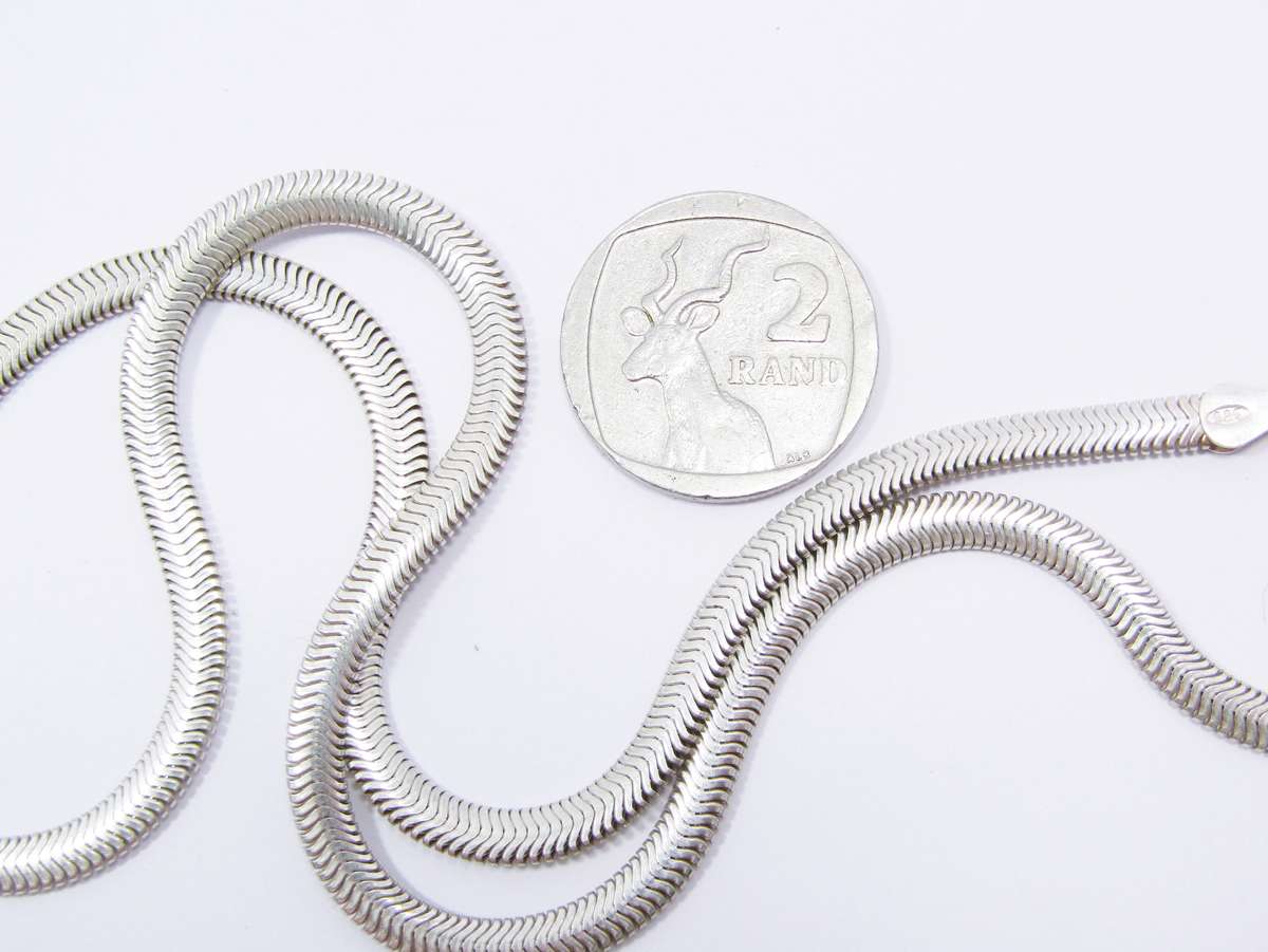 A Lovely Broad Flat Snake Chain in Sterling  Silver.