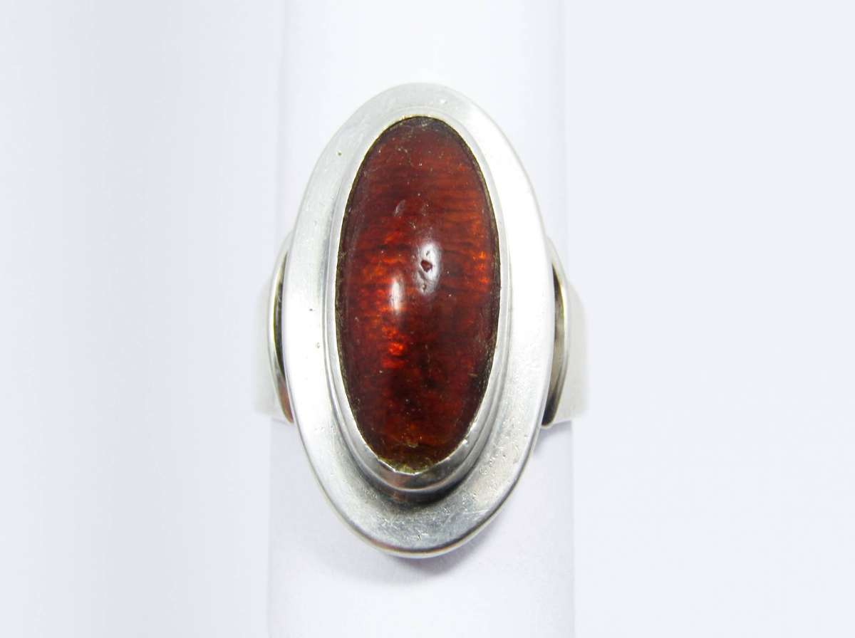 Rare! Danish Designer Niels Erik From Silver & Amber Ring