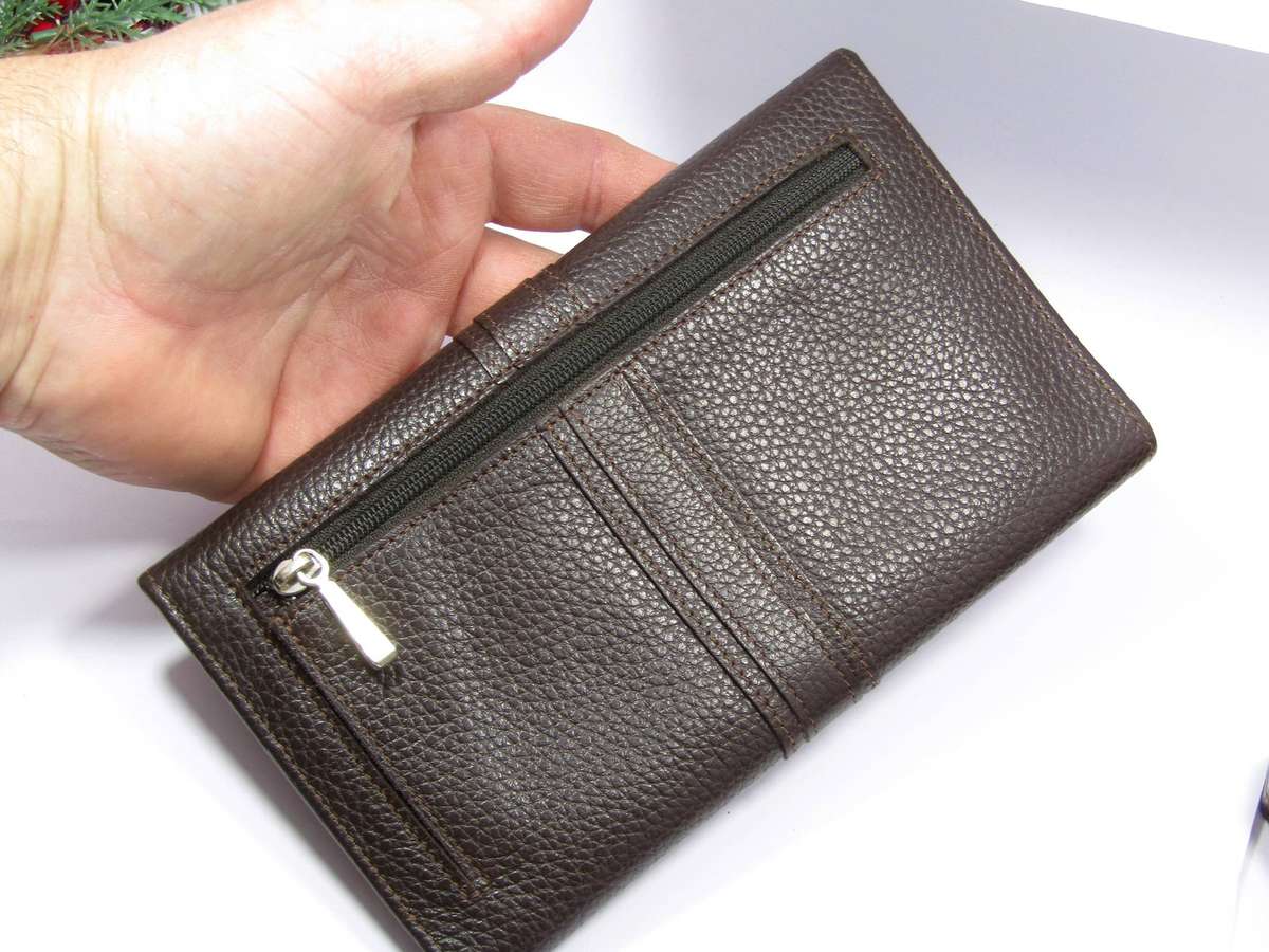 Beautiful Original Longchamp Long Purse in Dark Brown Leather