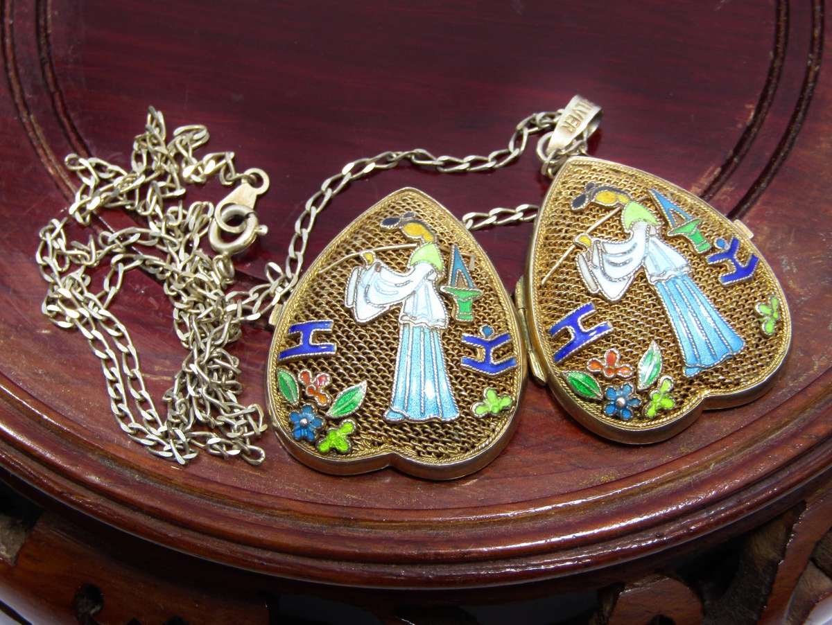 A Very Special Filigree Vintage Chinese Locket on Chain in Sterling Silver