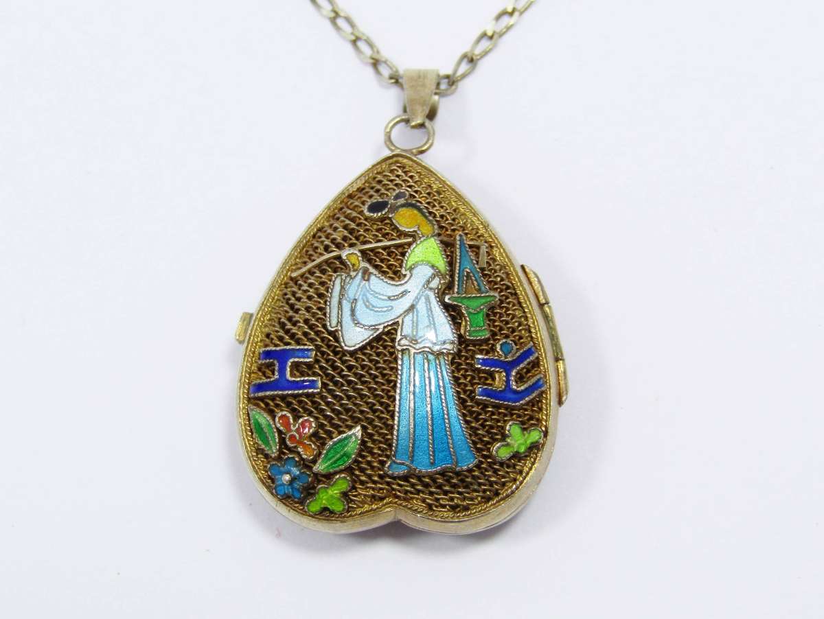 A Very Special Filigree Vintage Chinese Locket on Chain in Sterling Silver