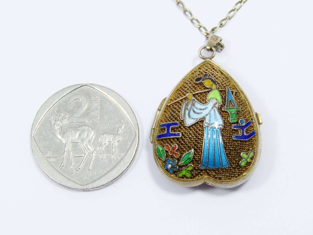 A Very Special Filigree Vintage Chinese Locket on Chain in Sterling Silver