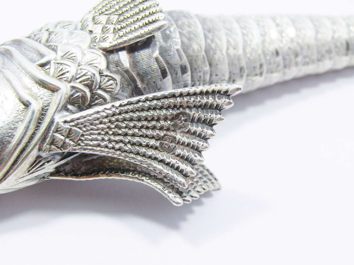 Rare! Vintage Spanish Articulated Silver Fish Ornament (1 of 3)