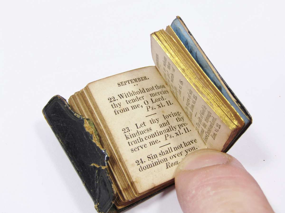 Two Leather-Bound Antique Miniature Books