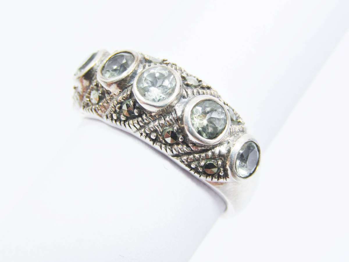 A Lovely Marcasite And Prestolite ring in Sterling Silver.