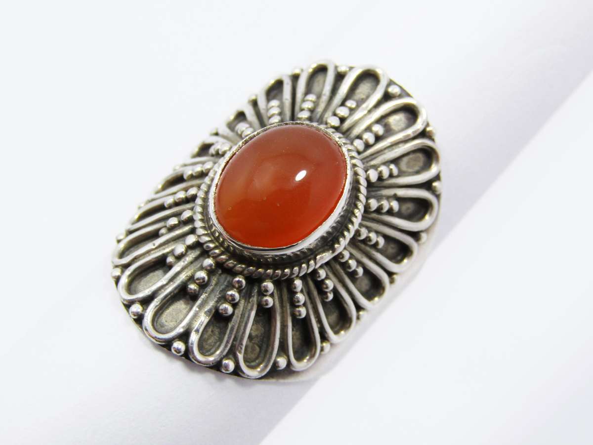 A Lovely Chunky Carnelian Ring in Sterling Silver.