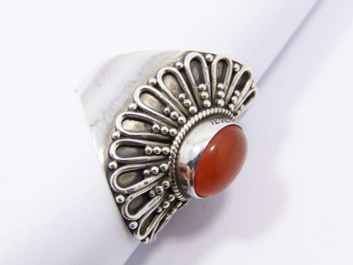 A Lovely Chunky Carnelian Ring in Sterling Silver.