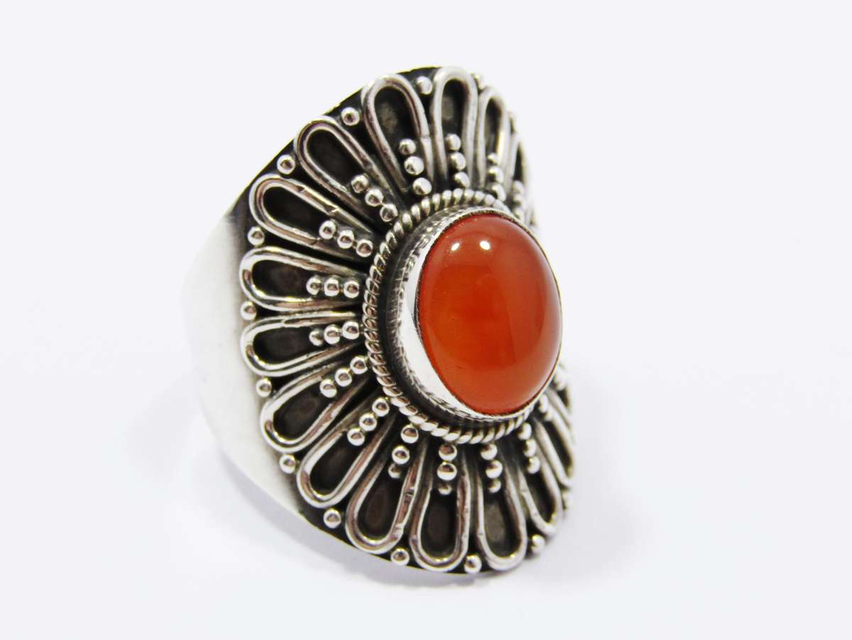 A Lovely Chunky Carnelian Ring in Sterling Silver.