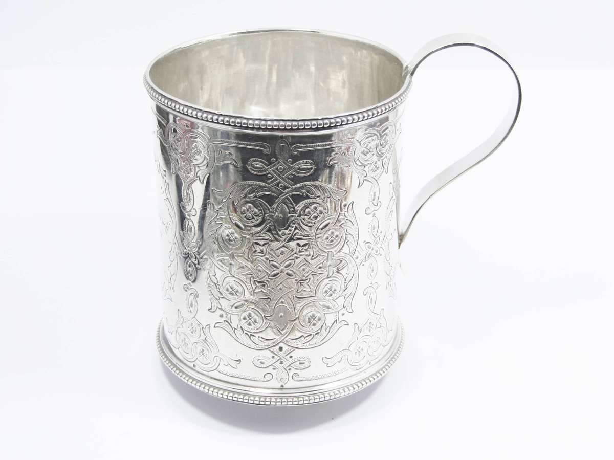 Exquisite! Antique (c1864) Hallmarked Silver Mug