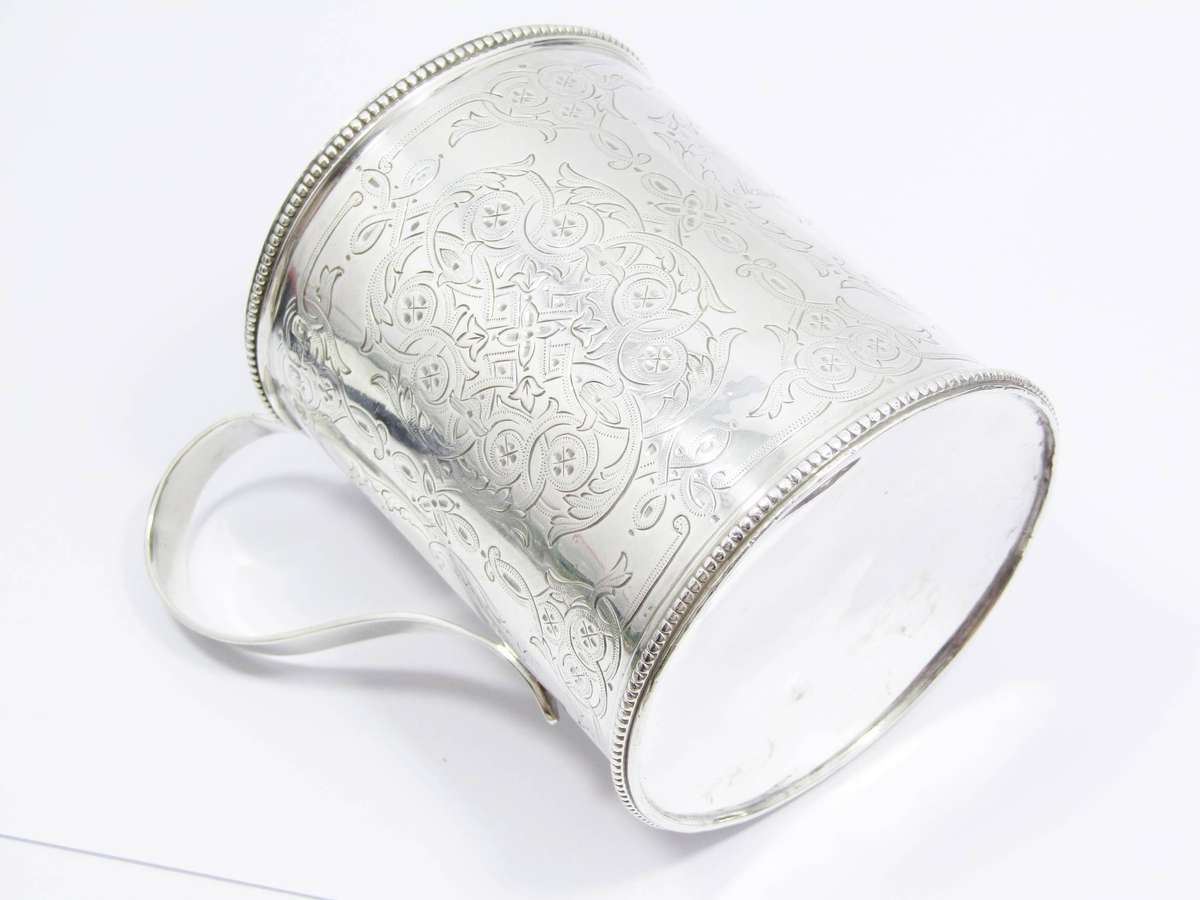 Exquisite! Antique (c1864) Hallmarked Silver Mug