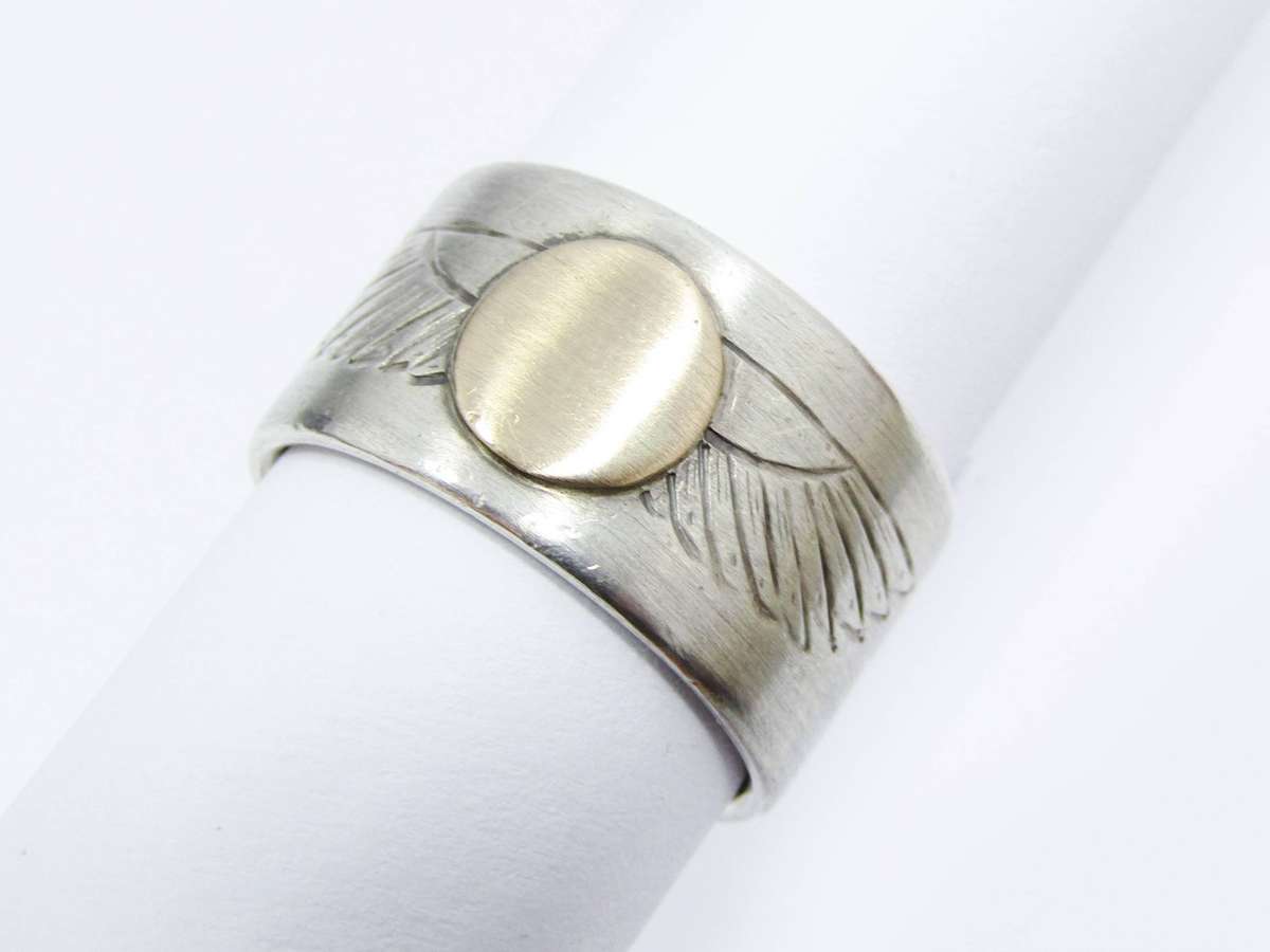 Handmade Scarab Jewellers Silver & 9CT Gold Band