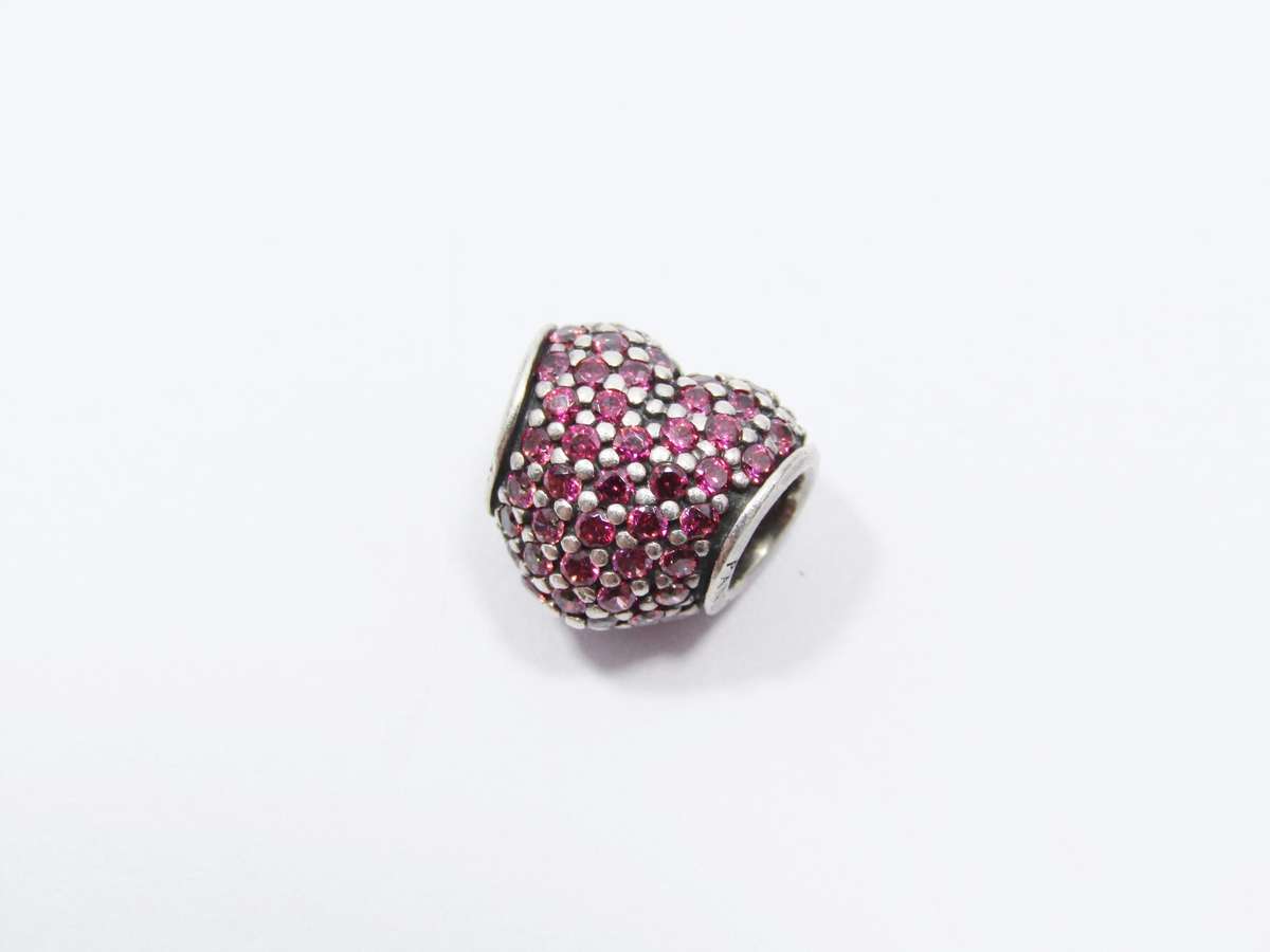 Original Pandora Sterling Silver Pink CZ Heart Charm