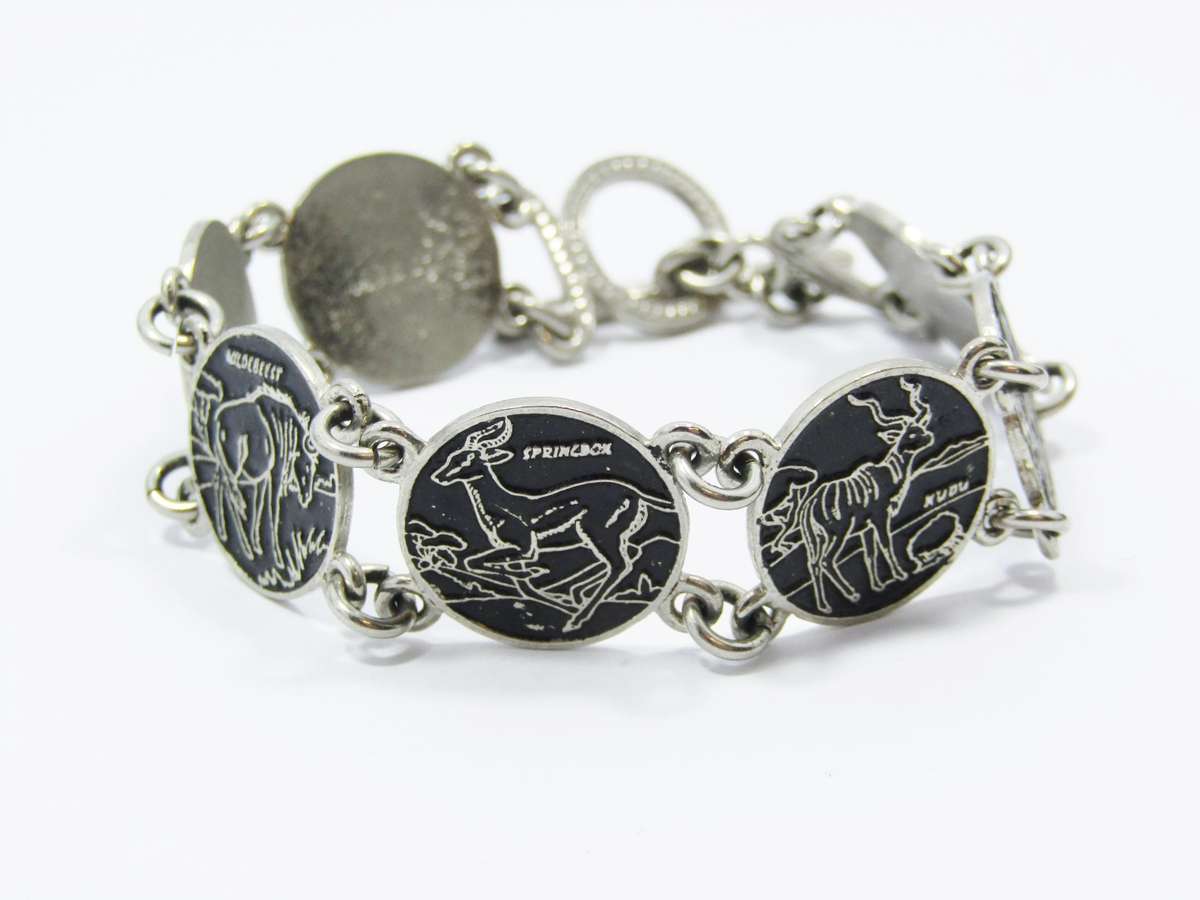 African-Animal Themed Silver-Tone Bracelet