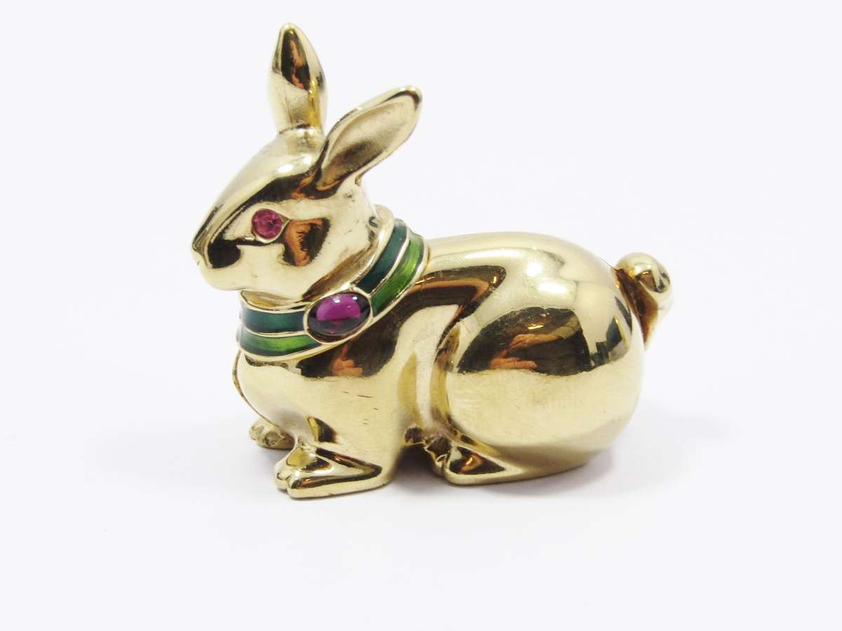 Rare Find! Estee Lauder Solid Perfume Compact "Gold Rabbit"